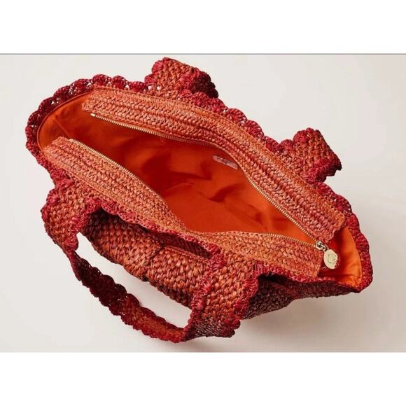 Kate Spade New York Raffia Bow Tote Red Bag Red NWT - Picture 4 of 5